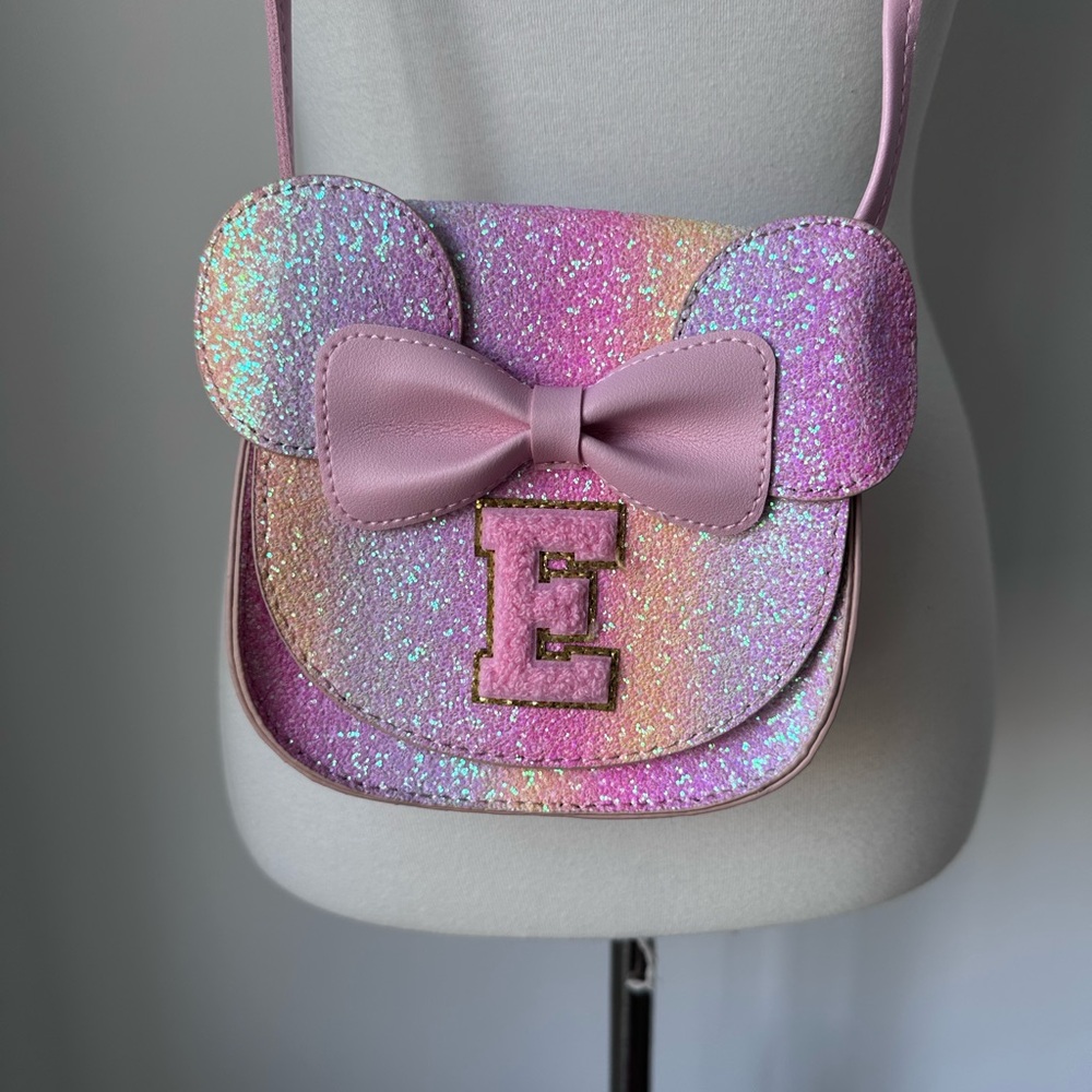 Sparkly Pink Kids Shoulder Bag Monogram E